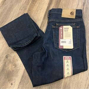 NEW Carhartt Mason Women’s 2 Regular Dark Blue Slim Leg Jeans High Ride Work